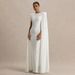New Autumn/Winter Women's Elegant Party Dress, Solid Color Round Neck Pleated Shawl Chic Dress
_ecoleips.com