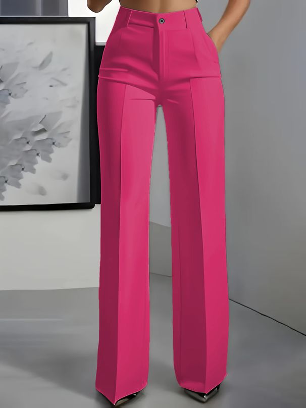 Women's High-Waisted Straight Leg Pants – Flowy Wide-Leg Dress Pants | Polyester Trousers | 8 Classic Colors | S-3XL_ecoleips.com