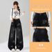 2026 Spring New Fashion Women's High-Waisted Slimming Denim Pants With Sparkling Rhinestones, Versatile Floor-Length_ecoleips.com