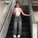 Vintage Washed Loose Wide-Leg Jeans With Rolled Hem High-Waisted Slimming Draped Straight-Leg Pants For Women, Spring_ecoleips.com