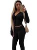 HR25053 European And American Fashion Women's Zip-up Cardigan Foldable Waist, Slightly Flared, Fleece-lined Two-piece_ecoleips.com