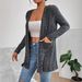 Women's Solid Color Knitted Cardigan Long Sleeved Casual Fashion Autumn Winter Pocket Ribbed European American Style_ecoleips.com