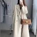 Women's Beige Wool Blend Coat Oversized Long Trench Coat Korean Style Casual Outerwear_ecoleips.com