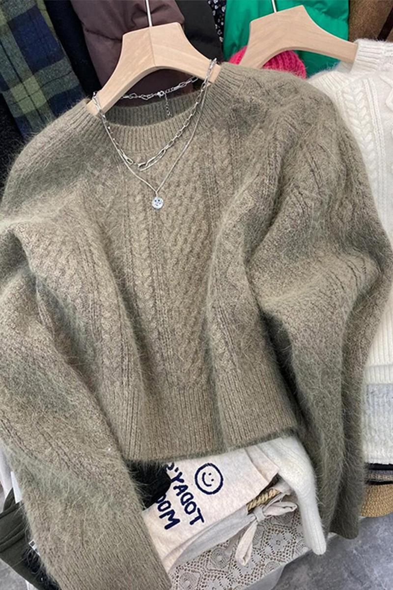 girl Lazy Style Gentle Feel Mohair Sweater Women, Thickened Base Shirt For Autumn And Winter, Inner Layer Knitted Top_ecoleips.com