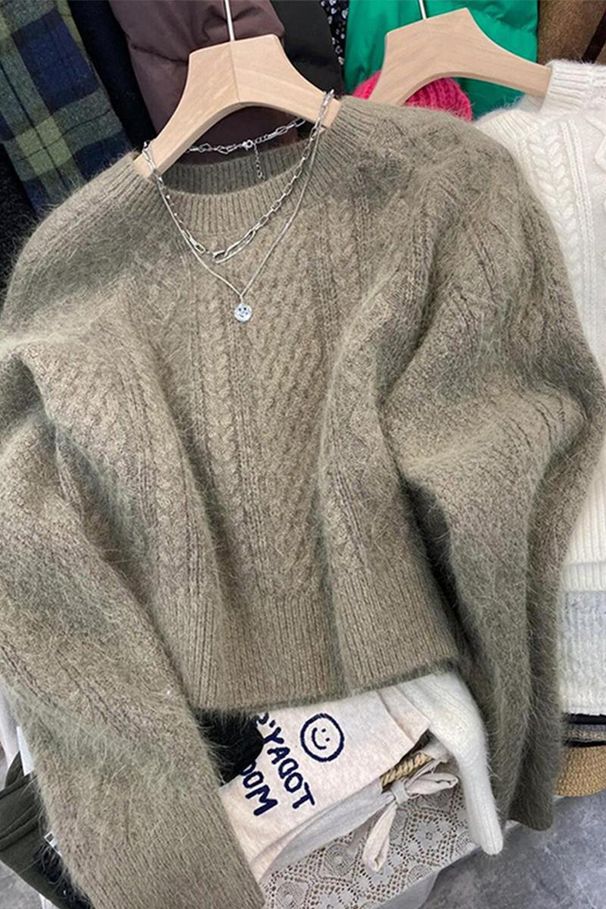 girl Lazy Style Gentle Feel Mohair Sweater Women, Thickened Base Shirt For Autumn And Winter, Inner Layer Knitted Top_ecoleips.com