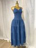 Women's Clothing Women's Summer New Sexy Fashion V Neck Suspender Back Strap Denim Dress Cake Long Skirt_ecoleips.com