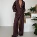 Brown Satin Comfortable Skin-Friendly Printed Long-Sleeve Long-Pants Pajama Set European And American Autumn New_ecoleips.com