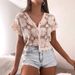 Women's Clothing Women's Short Knitted Hollow Embroidery Top Blouse_ecoleips.com
