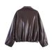 Women's Clothing Faux Leather Bomber Jacket American Style Fashionable Outerwear Casual Elegant Spring/Autumn Summer_ecoleips.com