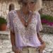 Elegant V-Neck 3d Print Short Sleeve Top For Women – Stylish Retro Casual Blouse With Breathable Polyester Fabric Available In Multiple Colors & Sizes_ecoleips.com