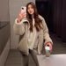 Women's Fleece Jacket With Zip Front, Cozy Sherpa Lining, Long Sleeve, Loose Fit, Warm Winter Outerwear For Casual & Commute_ecoleips.com