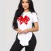 Summer Women's Loose Slimming Bow Crew Neck Short Sleeve Bow Top Wholesale_ecoleips.com