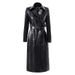 New Women's Trendy PU Leather Long Coat Double Breasted Belted Waist Trench Coat In Stock_ecoleips.com