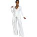 Women's V-Neck Ribbed Two-Piece Set Casual Long Sleeve Top Irregular Hem Pants White Greyish Black Orange Apricot Pink S XXL_ecoleips.com
