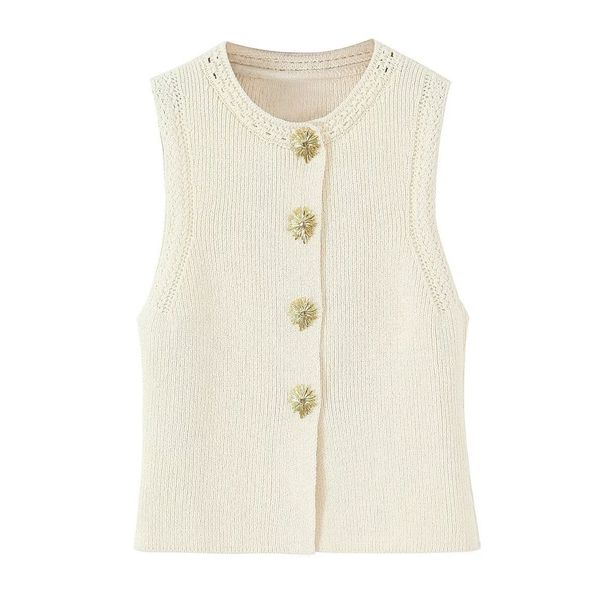 Aria Basics Z Cross-Border Women's Clothing 2025 New European And American Style Knitted Round Neck Sleeveless Simple Tank_ecoleips.com