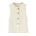 Aria Basics Z Cross-Border Women's Clothing 2025 New European And American Style Knitted Round Neck Sleeveless Simple Tank_ecoleips.com