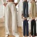 Women's Clothing New Style Drape Mopping Casual Pants High Waist Trousers Loose Temperament Straight Women's Niche Design Solid Color_ecoleips.com