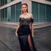 Women's Clothing Sexy Gold Sprinkled Banquet Dress Fishtail Slit Evening Dress_ecoleips.com
