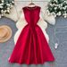 Women's Clothing Elegant Sleeveless A-Line Dress – Crystal Neckline & Flared Hem (S-XXL)_ecoleips.com