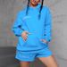 Women's Clothing Sweatshirt Three Quarter Pants Plus Velvet Warm Sports Solid Color Two Piece Suit_ecoleips.com