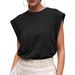 2026 Summer New Women Cap Sleeve Loose T-Shirt Round Neck Basic Casual Fashion Work Tank Tops_ecoleips.com