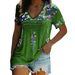 2026 New European & American Women's Summer Collection | Bohemian Printed V-Neck Short Sleeve T-Shirt_ecoleips.com