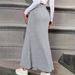 Voya Women's Sexy And Simple Commuting Skirt, Spring And Summer New Versatile High Waisted Slit Hanging Long Skirt_ecoleips.com