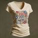 Women's 3D Printed American Flag V-Neck T-Shirt Oversized Casual Soft Polyester Blend Top in Multiple Colors_ecoleips.com