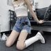 Bow Tie Strap Ripped Denim Women, Summer New Style, High Waist, Loose Fit, Wide Leg, A-line Shorts For Women_ecoleips.com