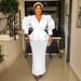 Plus Size V-Neck Evening Dress –Elegance With Bodycon Silhouette (Breathable Polyester Blend, Flutter Sleeves, High Waist For Effortless Glamour)_ecoleips.com