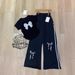 Korean Style Women's Fashion Summer Bow Print Two Piece Set High Waisted Wide Leg Pants Short Sleeved Top_ecoleips.com