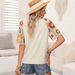 2025 Spring New Pullover Round Neck Three-Quarter Sleeve Top Women, European And American Casual Style Floral Crochet_ecoleips.com