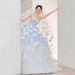 Blue Floral Strapless Evening Gown French Style Niche Emcee Banquet Dress Elegant Subtly Luxurious Princess Dress for Women_ecoleips.com