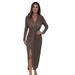 Women's Clothing Temperament Sequins Low V Neck Long Sleeved New Year Party Dress Dress_ecoleips.com
