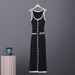 Summer Sexy Hot Girl Slim Fit Button Slit Design Hip Skirt European And American Celebrity Style Suspender Dress for Women_ecoleips.com