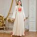 Elegant Long Robe Dress for Women with Embroidery And Patchwork Loose Ethnic Style Evening Gown with Long Sleeves Cross Border New Export Style_ecoleips.com