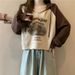 Real Shot Of Women's Autumn Long-sleeve V-neck Hooded Pullover Sweatshirt, Short Hoodie, Available For Wholesale_ecoleips.com