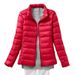 Women's Lightweight Down Jacket With Stand Collar, Slim Fit Short Puffer Coat For Autumn Winter, Plus Size Available_ecoleips.com