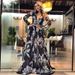 Women's Clothing New Women's Dress Sexy Deep V Long Sleeve Printed Fashion Dress_ecoleips.com
