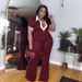 Women's Clothing Elegant Slim Fit Elastic Contrast Color Lapel Flared Jumpsuit_ecoleips.com