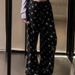 Original Korean Style Design Sense Cross Flower Full Print Casual Pants Women's 2026 Spring New Loose Wide Leg Sports Pants_ecoleips.com