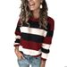Women's Clothing Oversized Striped Knit Sweater - Soft Breathable Pullover With Relaxed Fit (S-3XL, Grey)_ecoleips.com