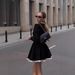 Cross-Border European American Lace Trim Black Autumn Slim Waist Long Sleeve Short Dress Fashionable And Elegant_ecoleips.com