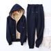 Fleece-lined Thickened Casual Fashion Suit For Women, New Autumn Winter Slim-fit Hooded Cardigan Jacket And Sweatpants_ecoleips.com