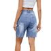 Women's Denim Cargo Shorts - Straight Leg Mid-Length Shorts With Functional Side Pockets_ecoleips.com