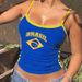 Brazilian Flag Print Camisole Royal Blue Sleeveless Top for Women Breathable Stylish for World Cup Summer_ecoleips.com