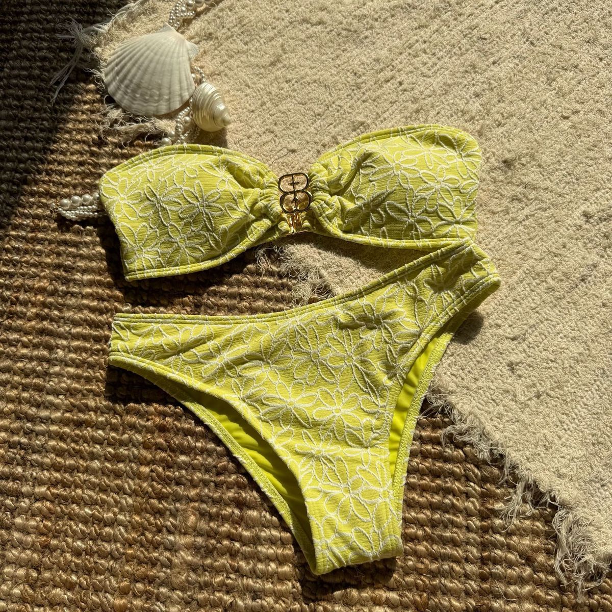 European And American Style Embroidered Swimsuit Sexy Strapless Two Piece Bikini Special Fabric Cross Border 2025 New Arrival_ecoleips.com