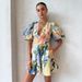 Women's Clothing Cotton And Linen Puff Sleeve Print Dress Summer V Neck Beach Series Midi Dress_ecoleips.com