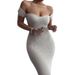 Women's One Shoulder Ribbed Long Slim Dress European American Ins Style Summer_ecoleips.com