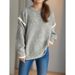 Autumn And Winter Stitching Casual Women's Sweater Idle Style Round Neck Loose All-Matching Thickened Warm Pullover Top_ecoleips.com